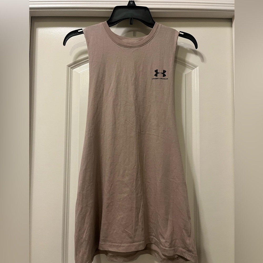 Under Armor Cut-Off Tank in Beige